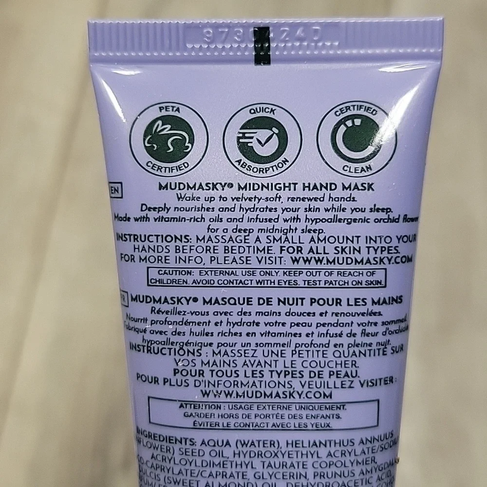 Mudmasky Midnight Hand Mask 40ml / 1.35 fl oz NEW
